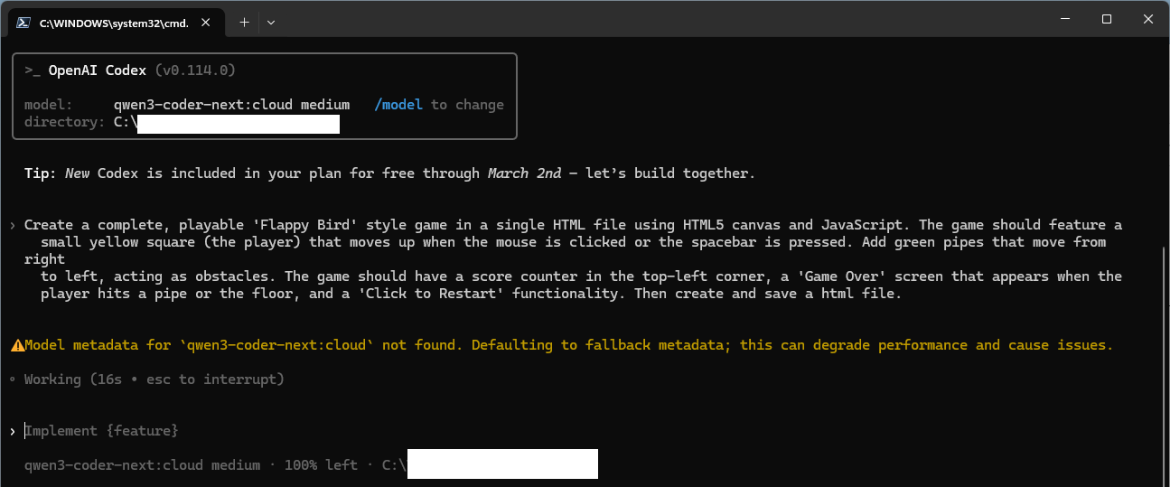 Codex CLI screenshot